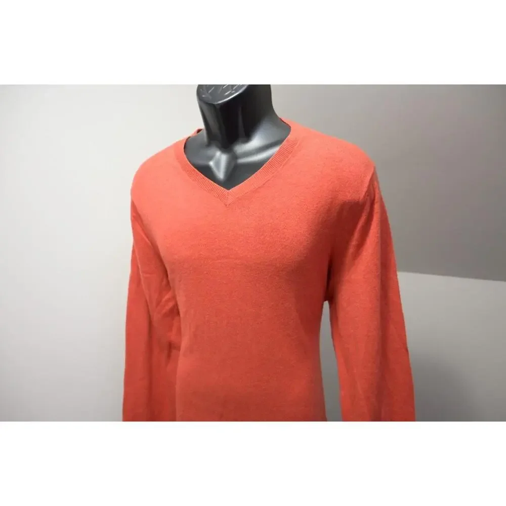 Banana Republic V Neck Sweater Cotton Blend Orange‎ Mens Size Medium